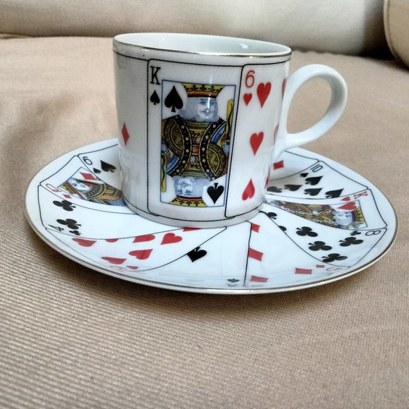 Horchow Other - Vintage Horchow ~ Cup & Saucer Set ~ Playing Card Design